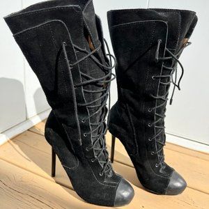 L.A.M.B. Black Lace Up Prudence Boots